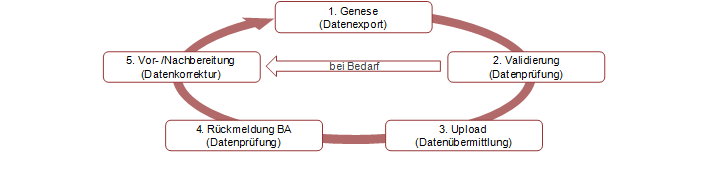Die Grafik veranschaulicht die einzelnen Schritte des Lieferprozesses und mögliche Korrekturzeitpunkte der Daten.