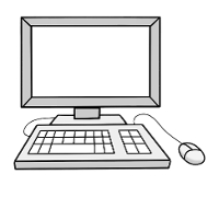 Computer mit Bildschirm, Tastatur und Maus