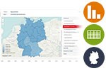 Schmuckgrafik - Faktencheck im Arbeitsmarktmonitor (enthält Diagramme, Tabellen und Karten)